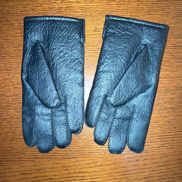 Vintage Men’s Black Vinyl Gloves Medium Made in Japan 60s 70s Mod Style Lined Wi - Picture 4 of 10